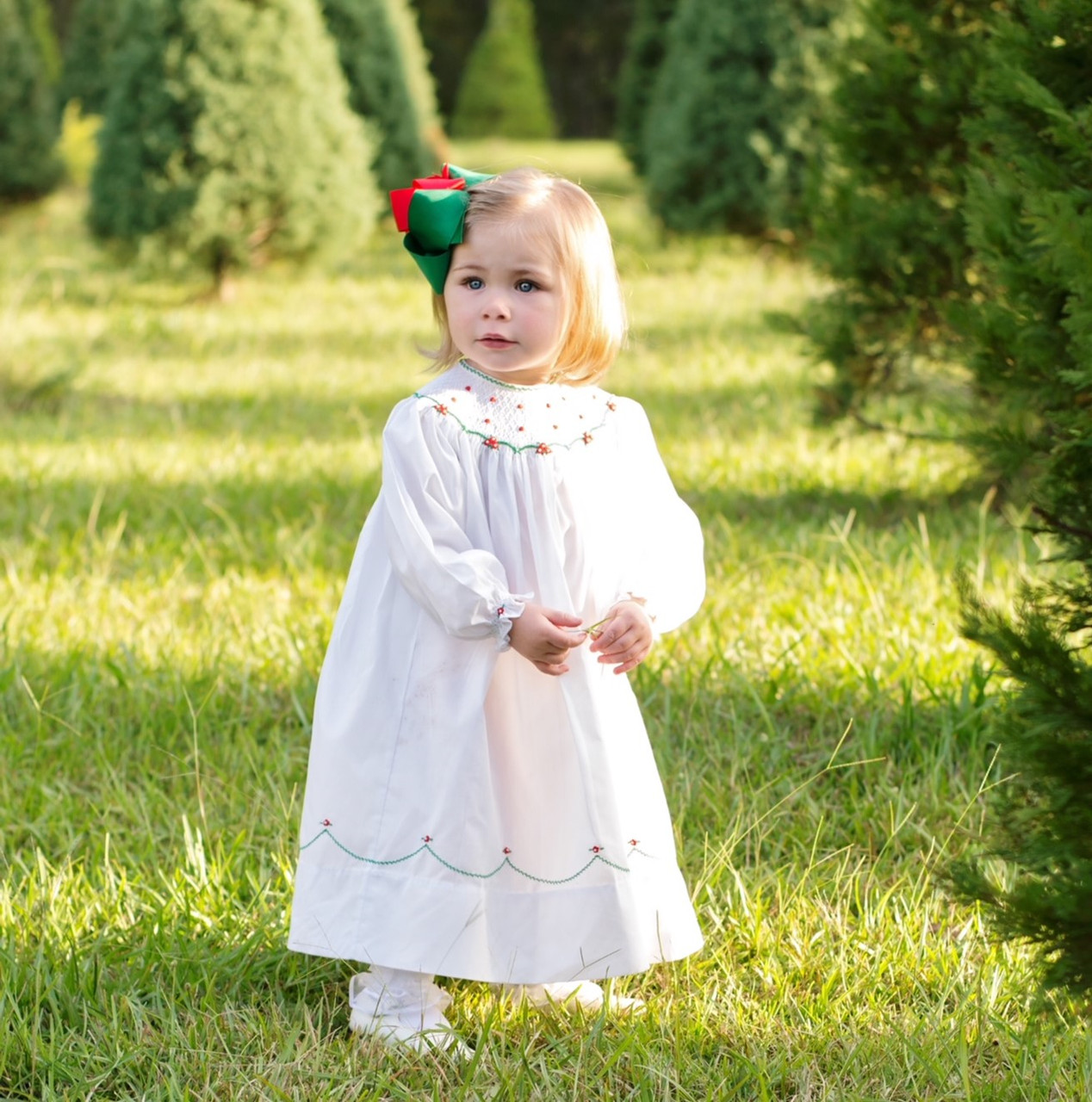 feltman brothers christmas dress Short Sleeve Holiday Bishop Dress in White, Size: 6 Months by Feltman Brothers