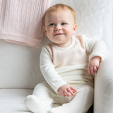 Baby Chevron Velour Romper with Bonnet