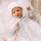 Preemie Girls Smocked Bud Take Me Home Gown With Bonnet
