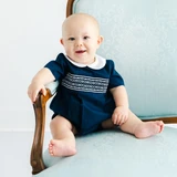 Boys Navy Classic Smocked Romper