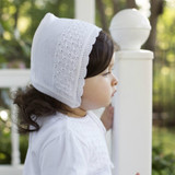 Girls White Special Occasion Knit Bonnet by Feltman Brothers