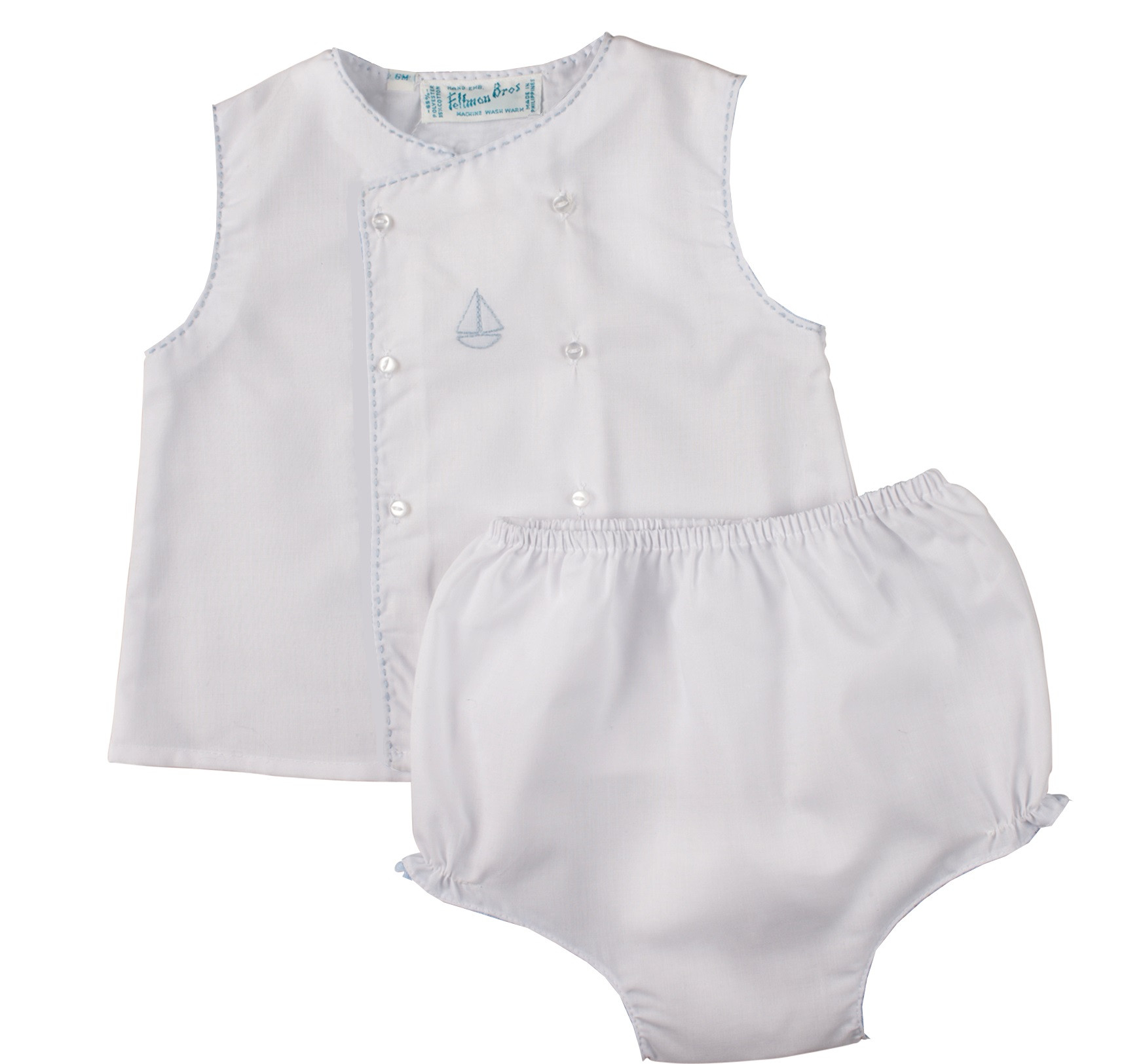 Feltman Brothers Baby Boys Light Blue / White Sailor Suit Button On