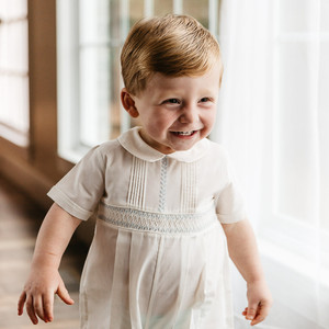 boys smocked romper