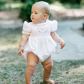 Girls' Hearts Cotton Romper with Headband main image 1
