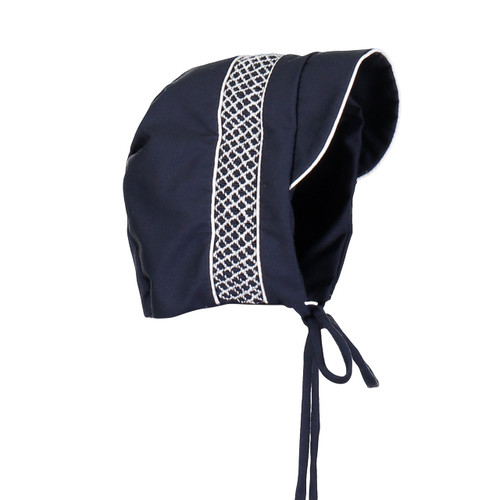 Navy Smocked Bonnet