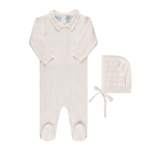 Velour Knit Wrap Romper With Bonnet for Girls and BoysI Newborn