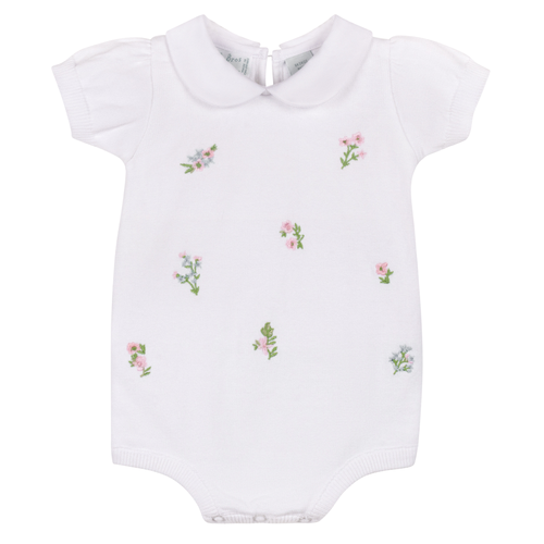 Girls Embroidered Garden Knit Romper
