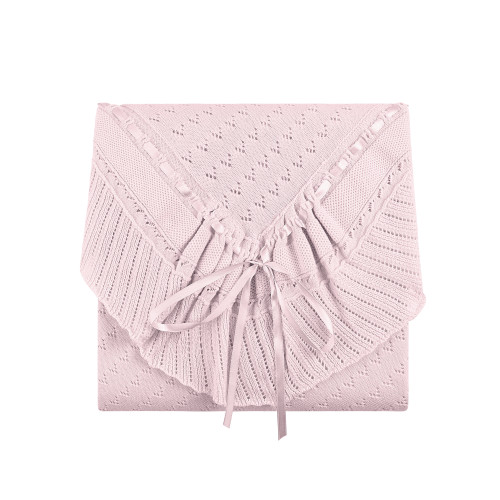 Pointelle Knit Ruffle Blanket