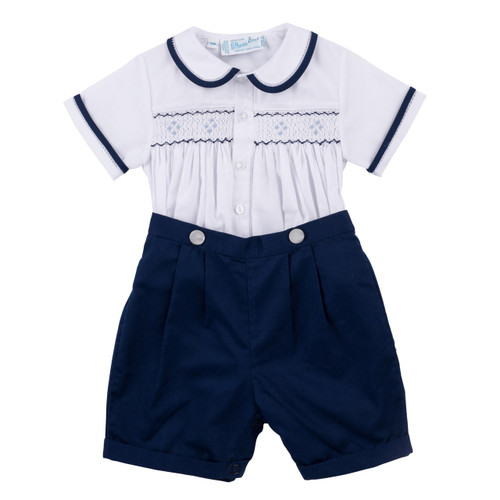 2-Piece Navy Smocked Bobby Suit From Feltman Brothers