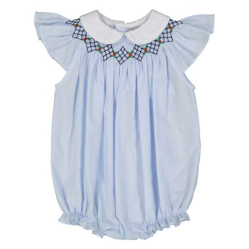 Blue Argyle Smocked Bubble from Friedknit Creations by Feltman Brothers