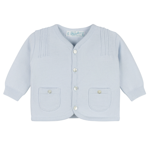 Button Pocket Knit Cardigan Blue