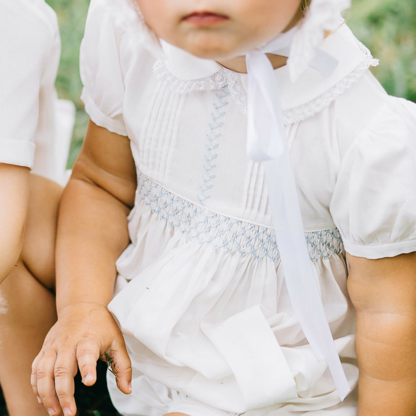 smocked romper baby girl