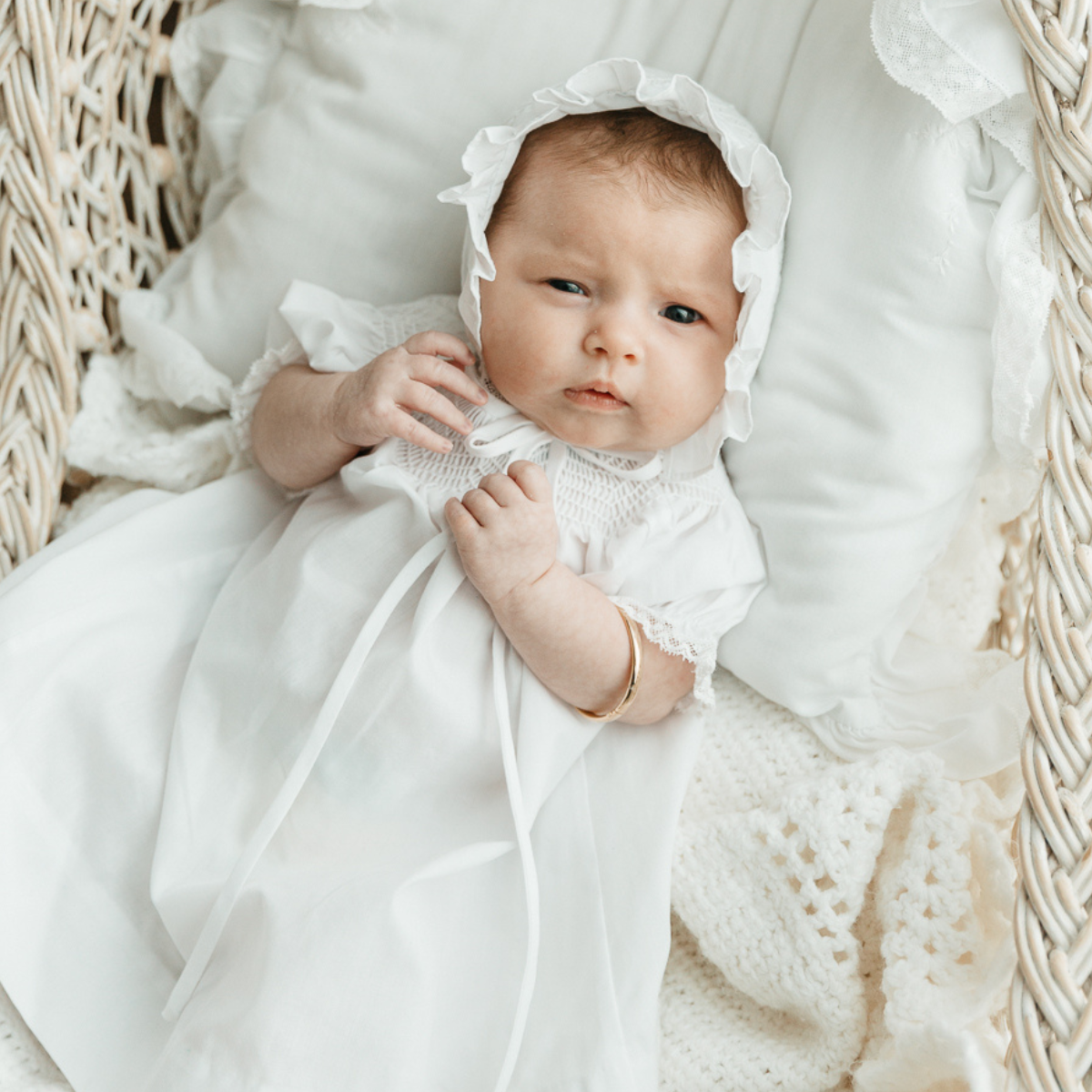 white christmas dresses GIRLS BRODERIE CLASSIC DRESS – Lilileyba main image 0