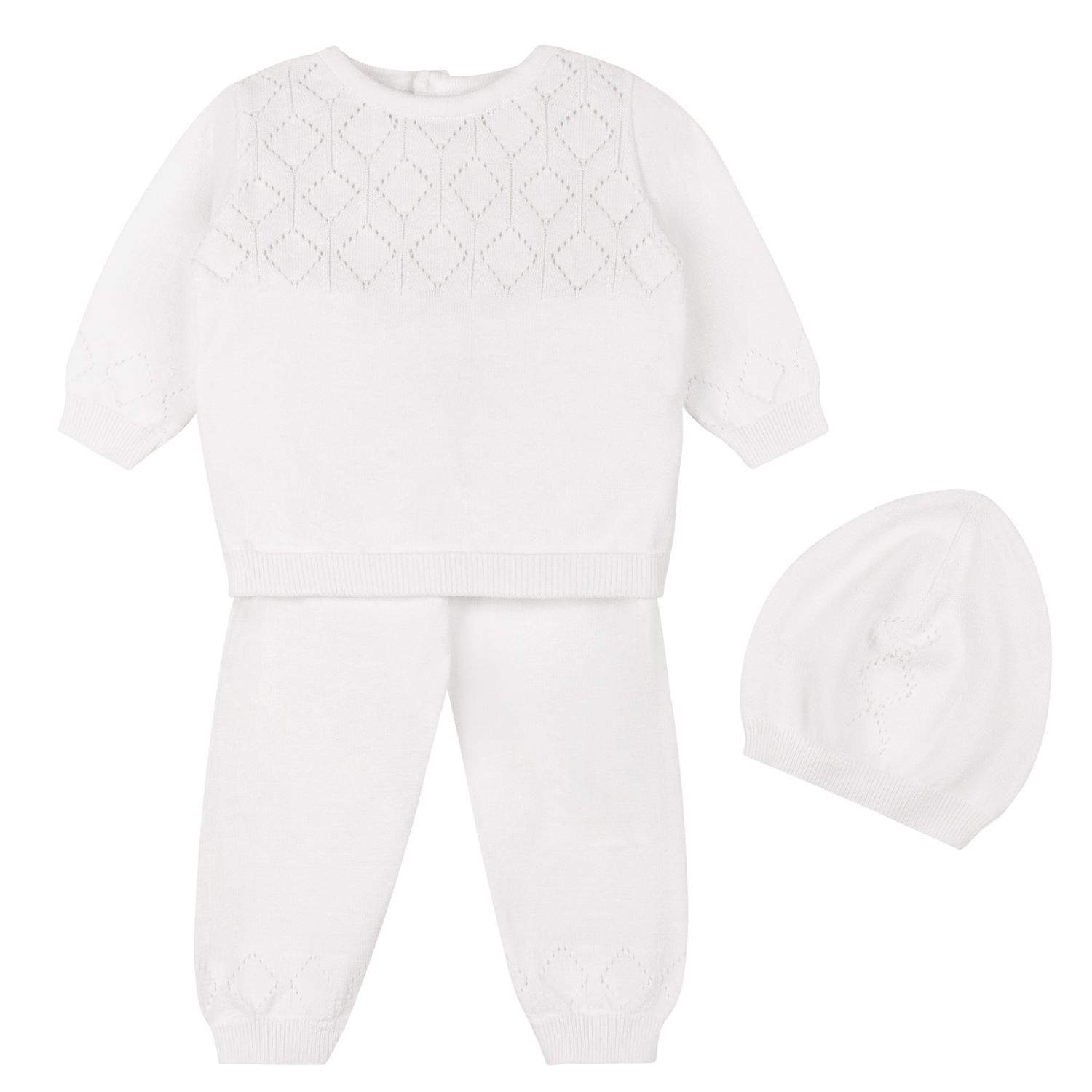 Lux Pointelle Knit Set with Hat I Boys Bris Outfit Knitted | Baby