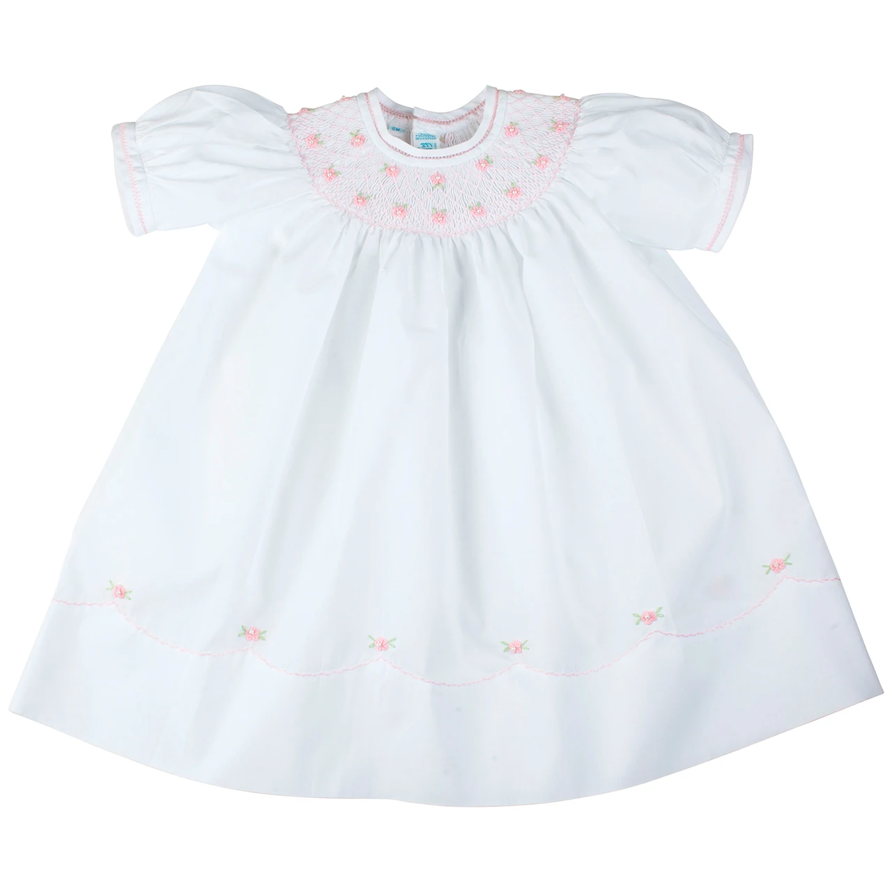 Pearl Flower Bishop Dress in White, Size: 3 Months by Feltman Brothers