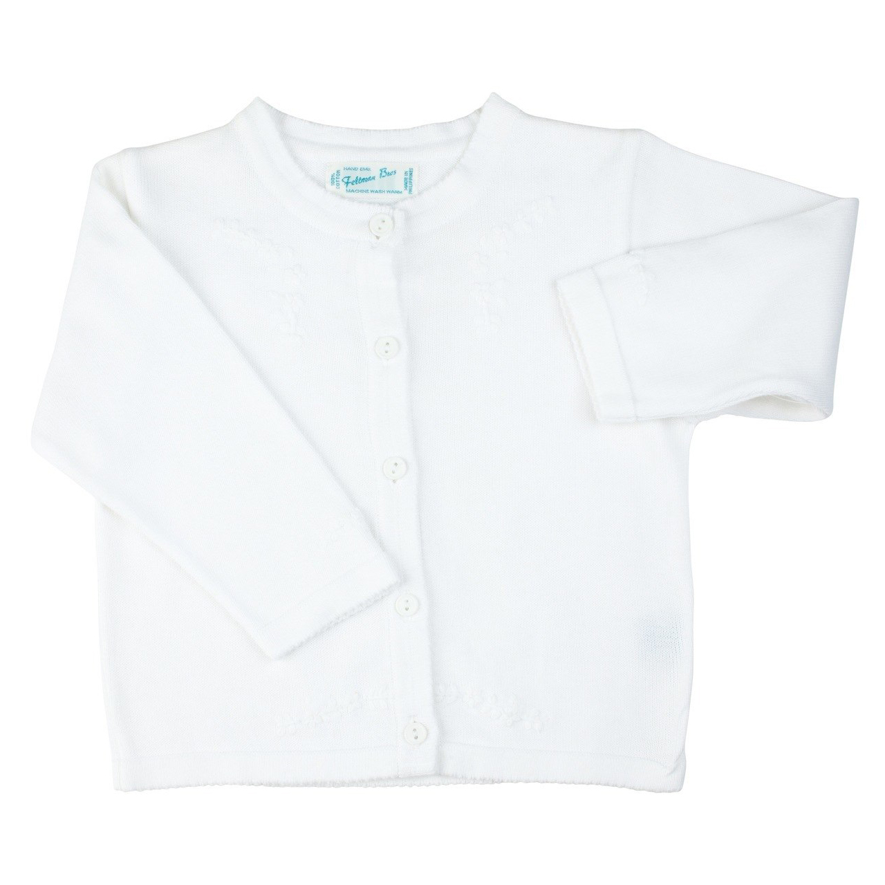 white embroidered sweater