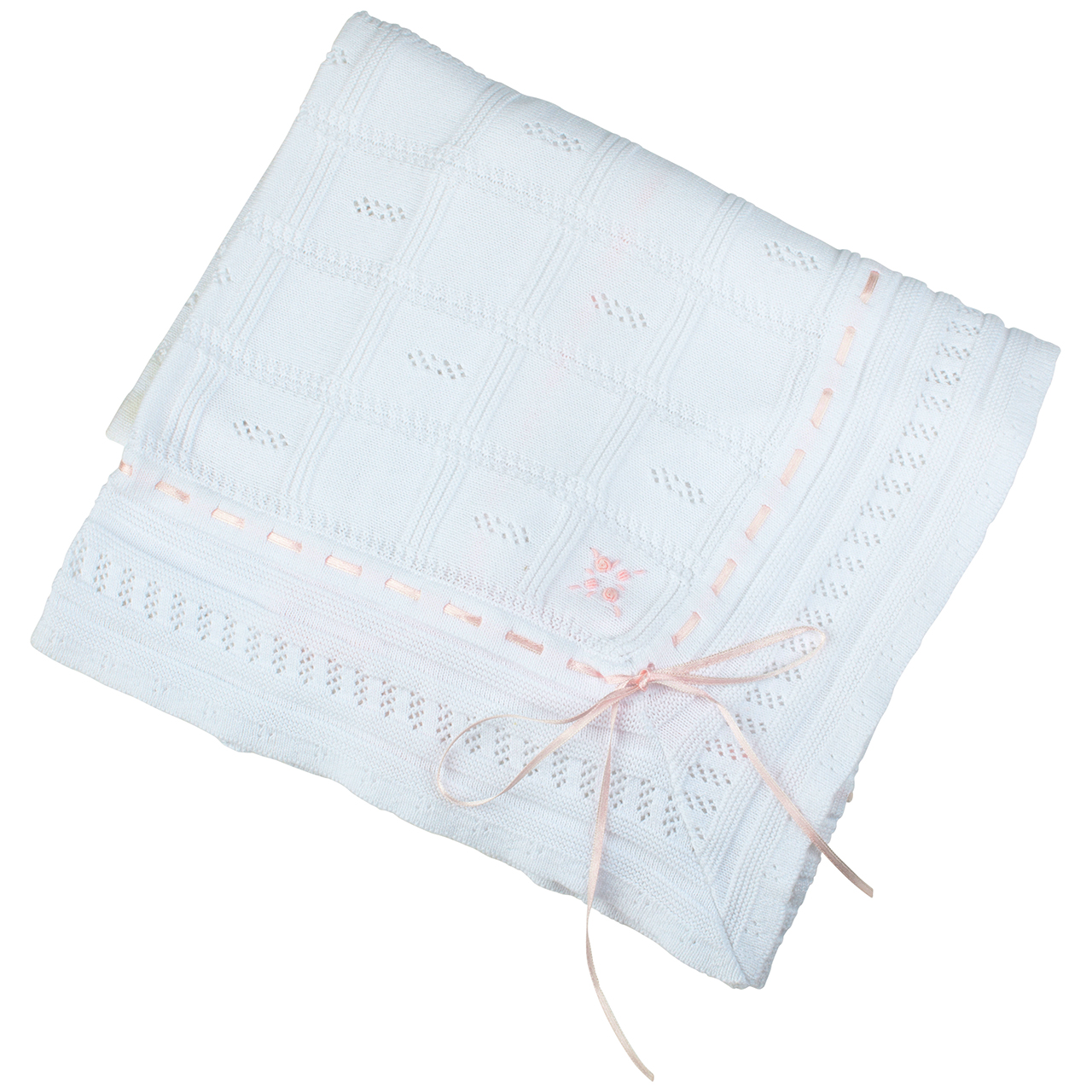Ribbon Pointelle Knit Blanket | Feltman Brothers