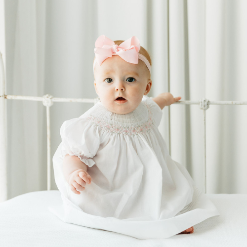 princess smocked bishop dress Cross Smocked Pink Pique Bishop Dress by Southern Sunshine - Girls Dresses