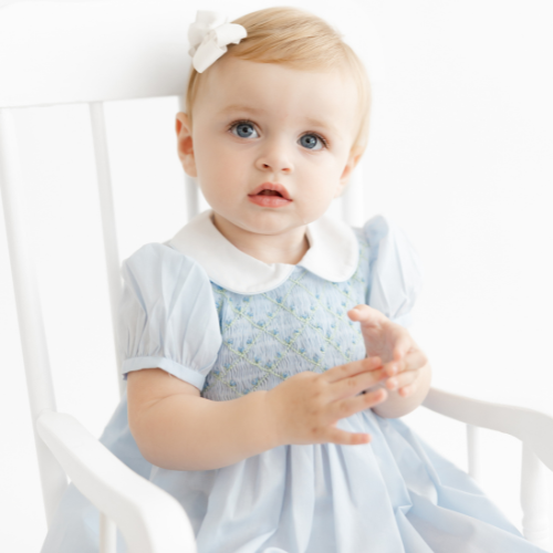 smock dress baby Girls Yellow Bishop with Smocked Pink Hearts comfy and cozy Petit Ami Baby Girls Blue
