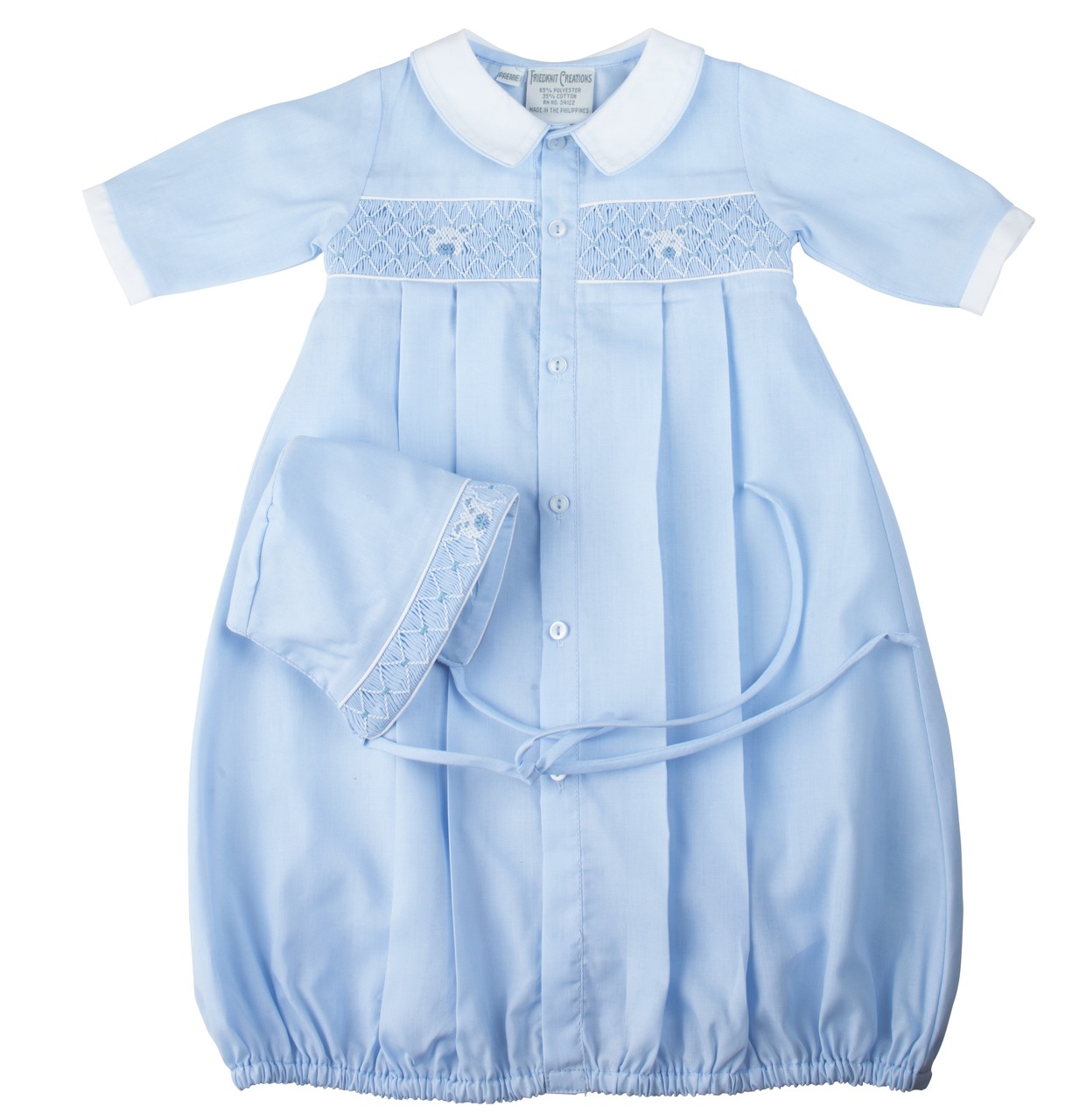 Preemie Teddy Smocked Take Me Home Gown With Hat Feltman Brothers