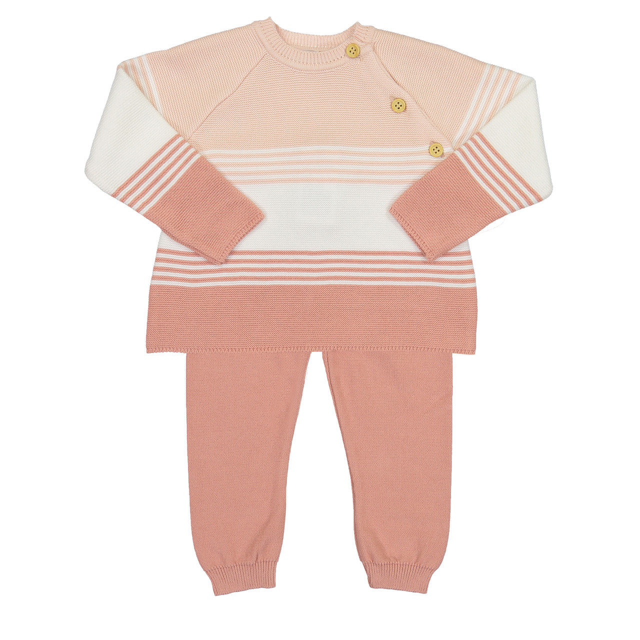 Image of Color Block Knit Set Coral Rose