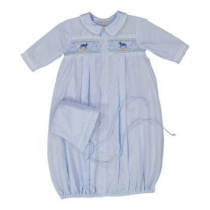 Rocking Horse Smocked Take Me Home Gown with Hat | Feltman Brothers