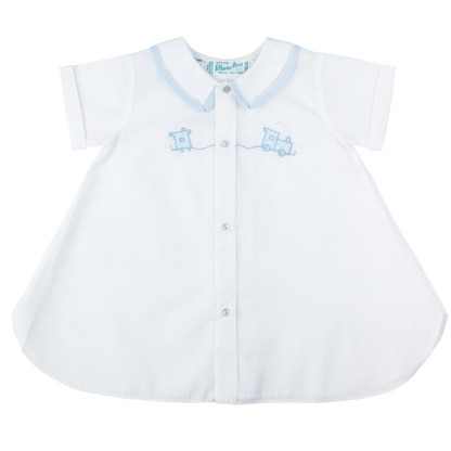Feltman Brothers Preemie Baby Boys Blue Gown with Hat - Shadow Stitch Train main image 0