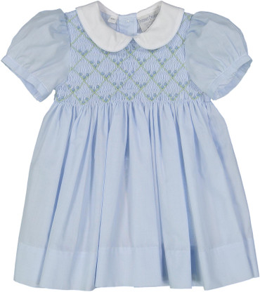 Smocked Pink & Blue Dress for Baby Girl and Toddler I Feltman Brothers