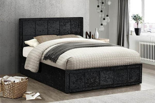 Hannover Stylish Modern Crushed Velvet Bed- Black