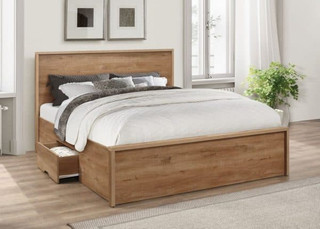 Stockwell Rustic Oak Two Drawer Farmhouse Style Bed