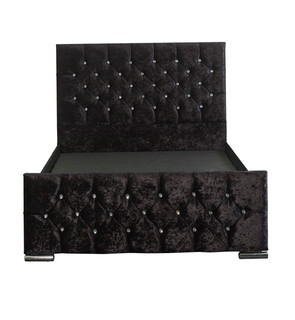 Lark Crushed Velvet Bed Frame - No Slats, Secure Base, Nine Colours Available