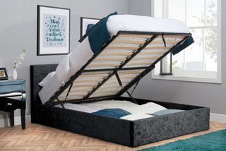 Crushed Velvet Ottoman Storage Bed - Black