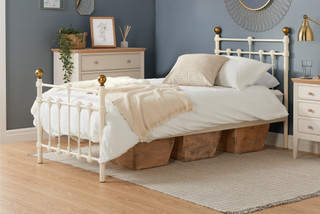 Atlas Classic Metallic Bed Frame - Cream