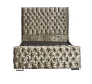 Kestrel Crushed Velvet Bed Frame - No Slats, Secure Base, Nine Colours Available