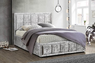 Hannover Stylish Modern Crushed Velvet Bed - Steel