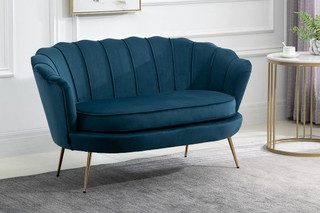 Ariel Easy Accent Blue 2 Seat Velvet Sofa