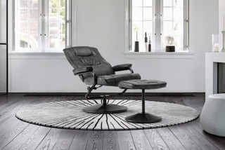 Memphis Reclining Chair & Footstool - Grey, Black or Brown