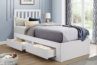 Kid's Unique 4 Drawer Wooden Single Bed - Appleby White