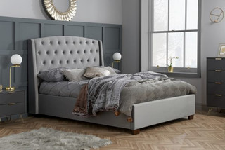 Balmoral Luxurious Wingback Velvet Bed - Grey