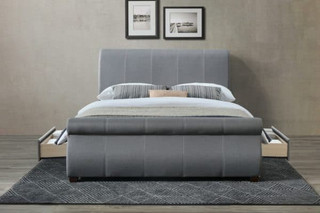 Lancaster Modern 2 Drawer Sleigh Bed - Grey