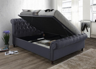 Castello Ottoman Storage Rolltop Bed - Charcoal