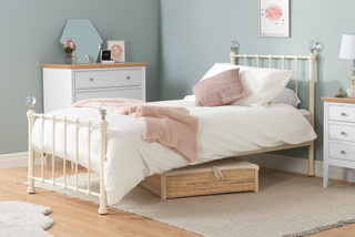 Jessica Classic Metallic Single Bed - White