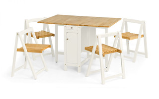 Savoy Dining Set - White / Natural Finish