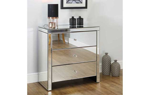 Seville 3 Drawer Mirrored Chest of Drawers