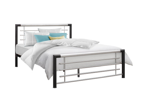 Faro Black & Silver Metallic Bed Frame