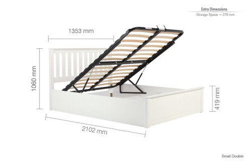 Ottoman Storage Bed for Bigger People - White Wooden Deep Storage Bed