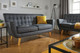 Loft Scandinavian Retro 3 Seater Sofa - Grey