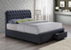 Valentino Top 2 Drawer Modern Fabric Bed - Grey or Charcoal