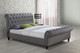 Castello Rolltop Traditional Bed - Charcoal, Grey Fabric, Crushed Velvet Steel