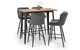 Grafton Bar Table & 4 Luxe Grey Bar Stools